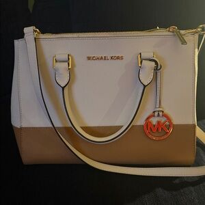 Michael Kors Sutton Medium Purse ~Colorblock Suntan Satchel- Dust Bag include!!!